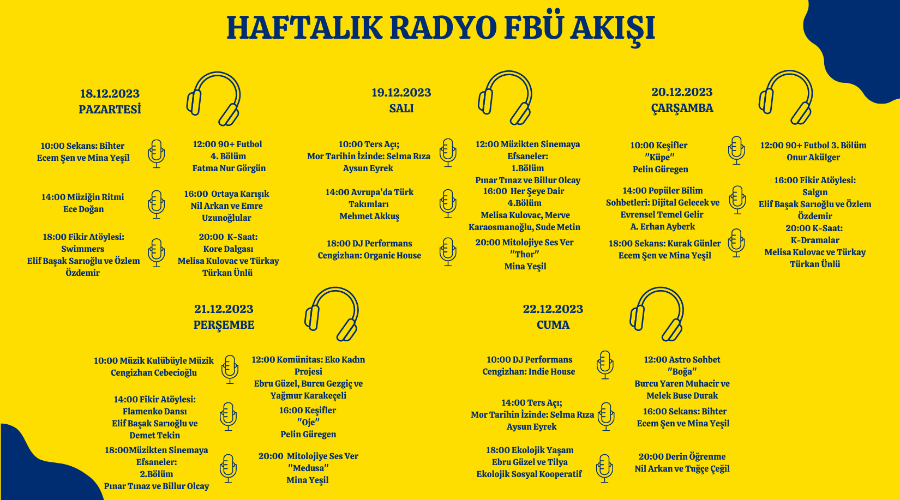 18-22 Aralık Radyo FBU Yayın Akışı